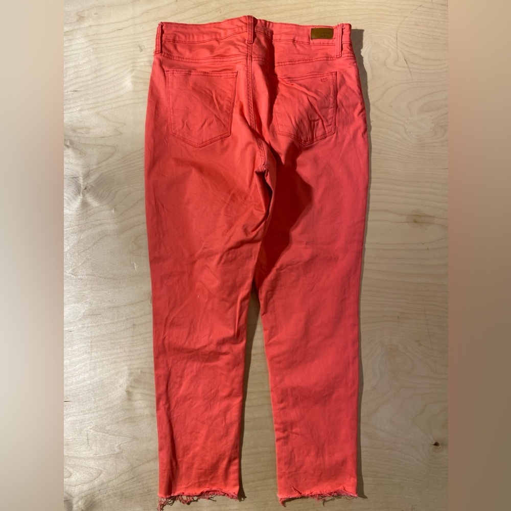 Crown & Ivy Vibrant Orange High Rise Skinny Cropped Pants 12 (QJ) - Picture 5 of 7